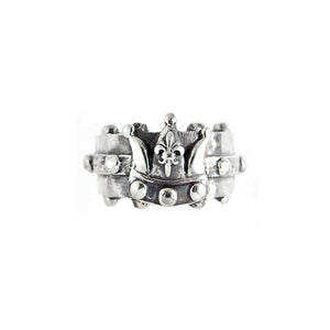 Silver Ring Facetted Body Rivets CROWN