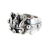 Silver Ring Faceted Body Rivets CROWN