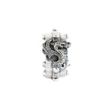 Silver Ring DRAGON FIRE Facetted Body Rivets Hammered Bands