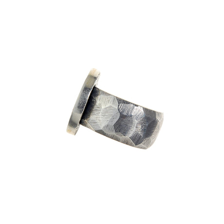 Silver Ring SHIELD Coin on Faceted Band