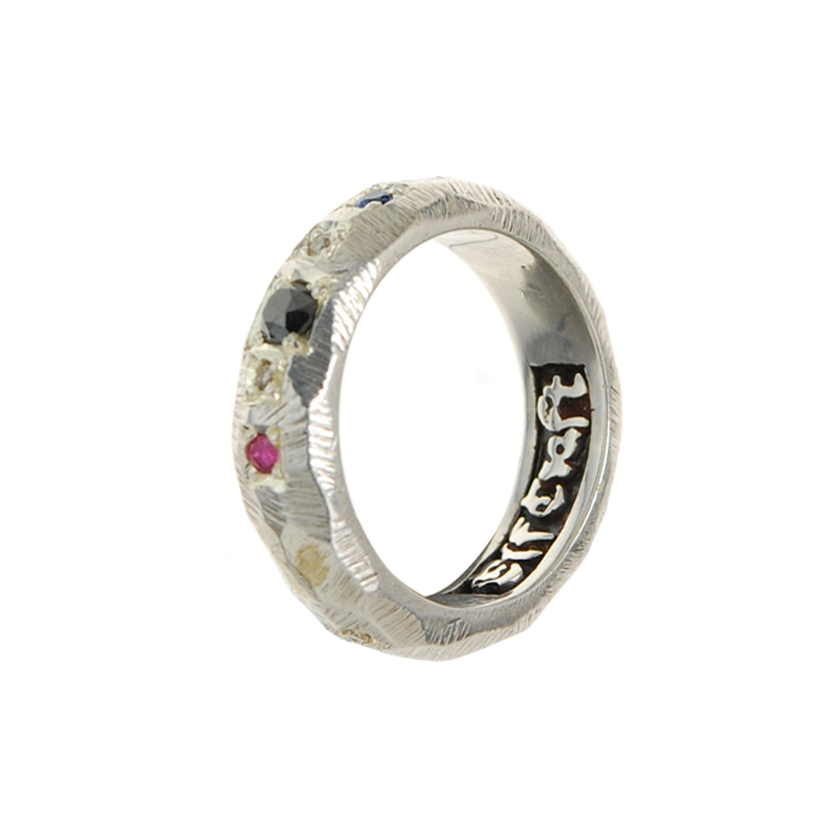 Silver Ring SUN and PLANETS faceted