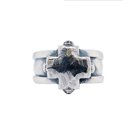 Silver Ring PLAIN Greek Cross on Stripe Band