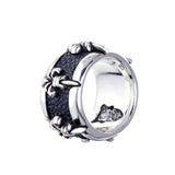 Silver Ring LILIES on Searay Leather