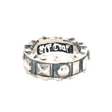 Silver Ring Pyramides and Domes Band S with Sparks Sides