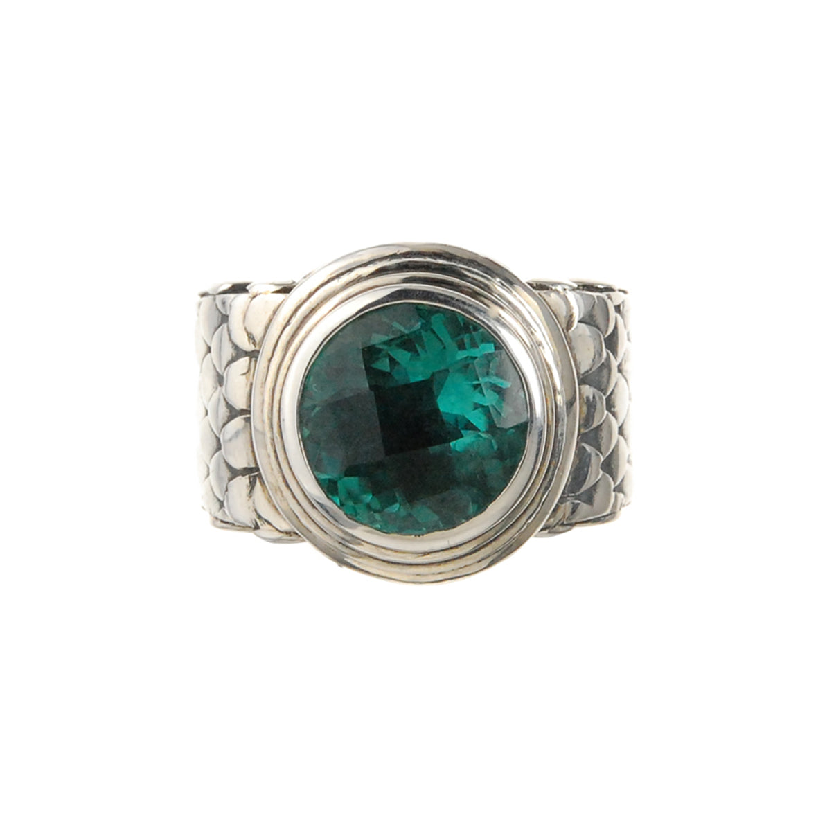 Silver Ring DRAGON SCALES Round Holder