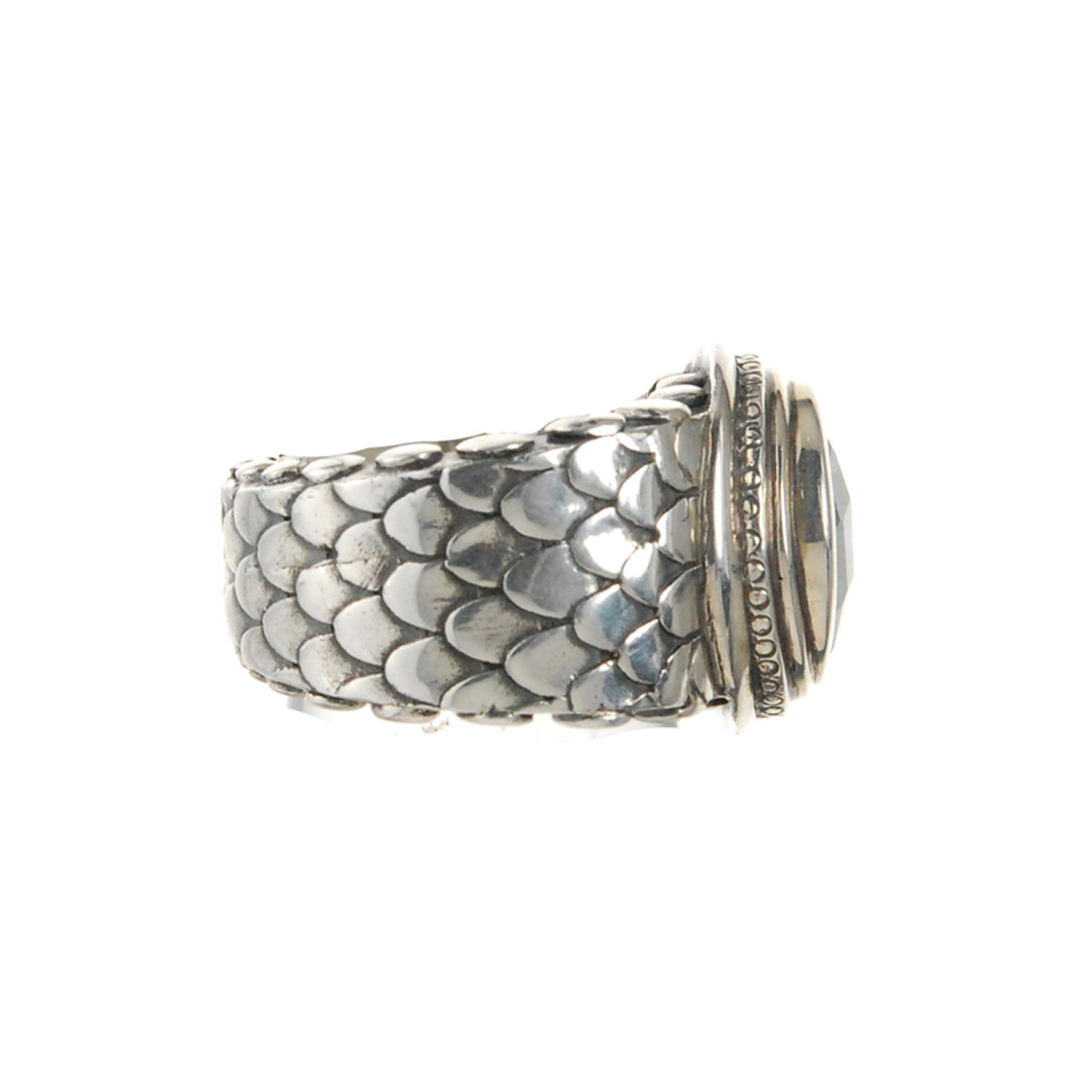 Silver Ring DRAGON SCALES Round Holder