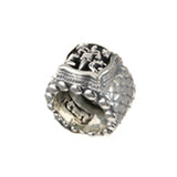 Silver Ring DRAGON SCALES Band with BAROQUE and LILY Open