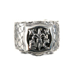 Silver Ring DRAGON SCALES Band with BAROQUE and LILY Open