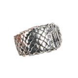 Silver Ring DRAGON SCALES Band with BAROQUE and LILY Open