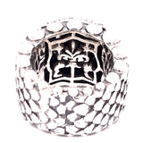 Silver Ring DRAGON SCALES Band with BAROQUE and LILY Open