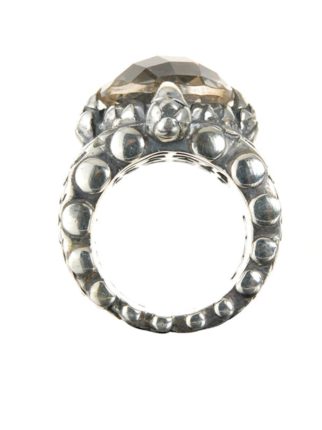 Silver Ring DRAGON SCALES Band with DRAGON CLAW Stoneholder