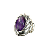 Silver Ring Spiral Band and Spiral Amethyst Holder