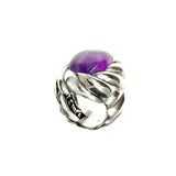 Silver Ring Spiral Band and Spiral Amethyst Holder