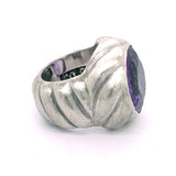 Silver Ring Spiral Body with Round Amethyst