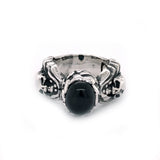 Silver Ring MAGIC PLANT with Scull and Oval Onyx