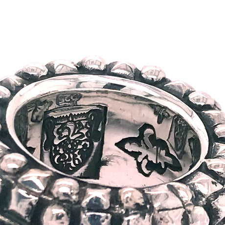 Silver Ring Caree Stone and Pyramide Frame with Searay Leather Band