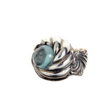 Silver Ring MAGIC PLANT Band and Aquamarine in SPIRAL Holder
