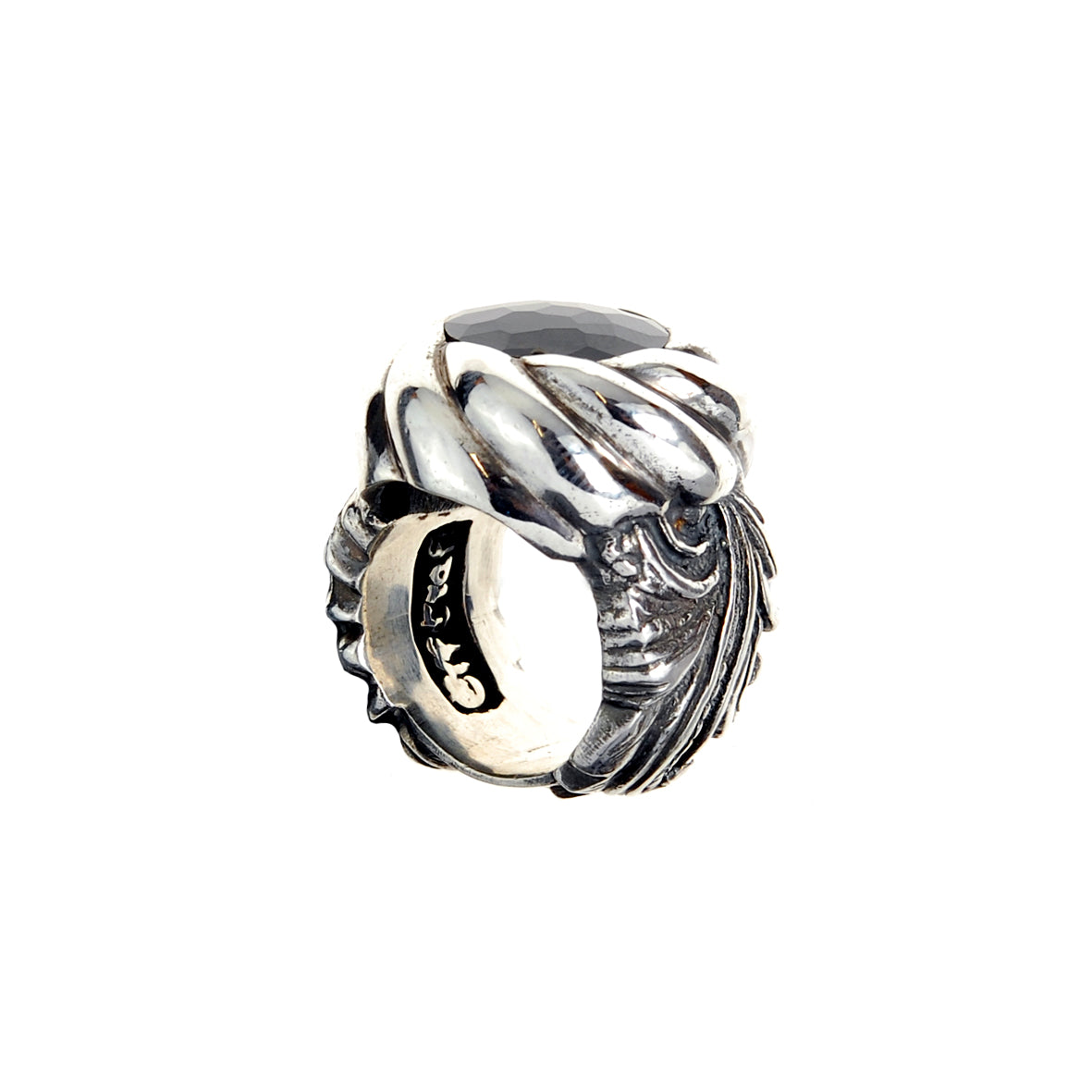Silver Ring MAGIC PLANT Band and Aquamarine in SPIRAL Holder