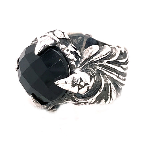 Silver Ring MAGIC PLANT Band and DRAGON Claw Stoneholder