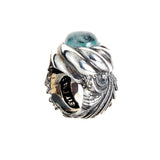 Silver Ring MAGIC PLANT Band and Aquamarine in SPIRAL Holder