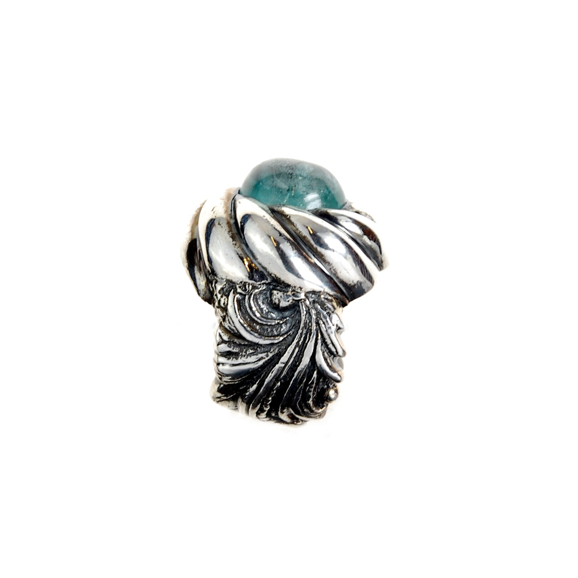 Silver Ring MAGIC PLANT Band and Aquamarine in SPIRAL Holder