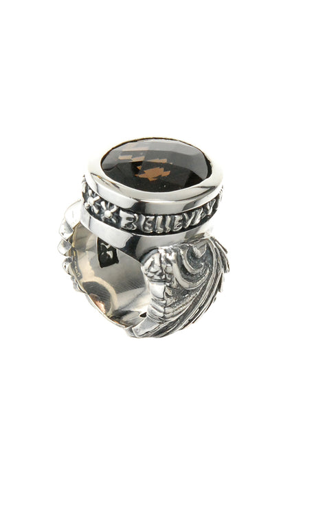 Silver Ring MAGIC PLANT Band and Stone in BELIEVE Holder