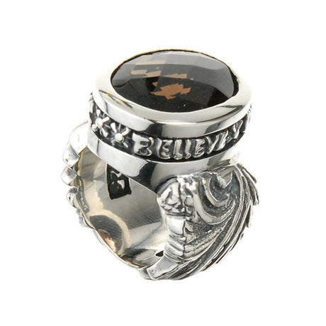 Silver Ring MAGIC PLANT Band and Stone in BELIEVE Holder
