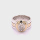 Silver Ring Oval Moonstone with 18ct Gold Stripes
