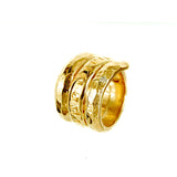 Silver Ring Spiral CARPE DIEM Faceted Gold