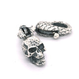 Silver Key Tag Hammered SKULL with Dragon Scales Karabiner L