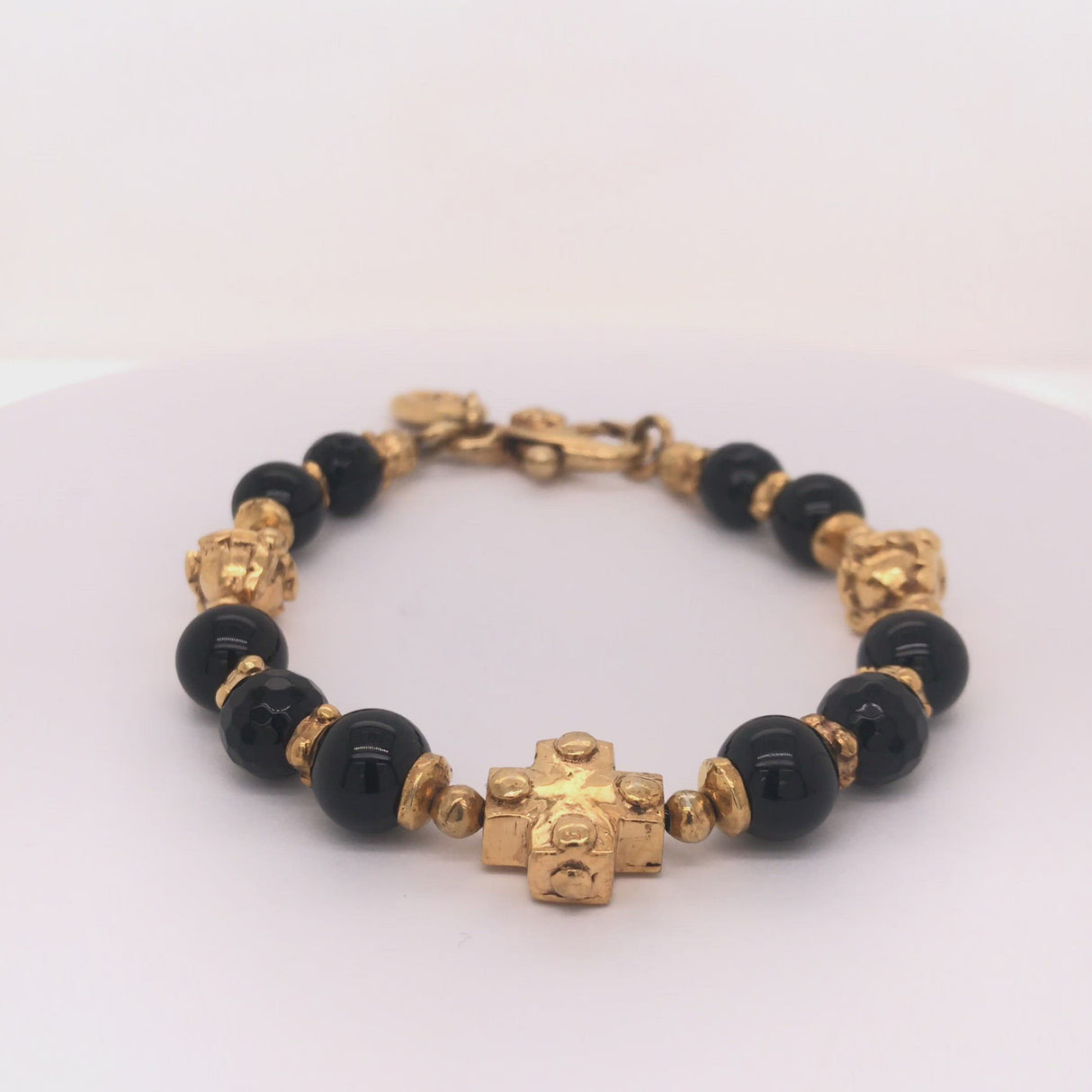 Silver Bracelet Beads and PLAIN CROSS with BLADES CROSS balls Gold plated