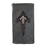 Leather Clutch Wallet with Searay Lily and Silver Lily