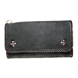 Leather Clutch Wallet with Searay Lily and Silver Lily