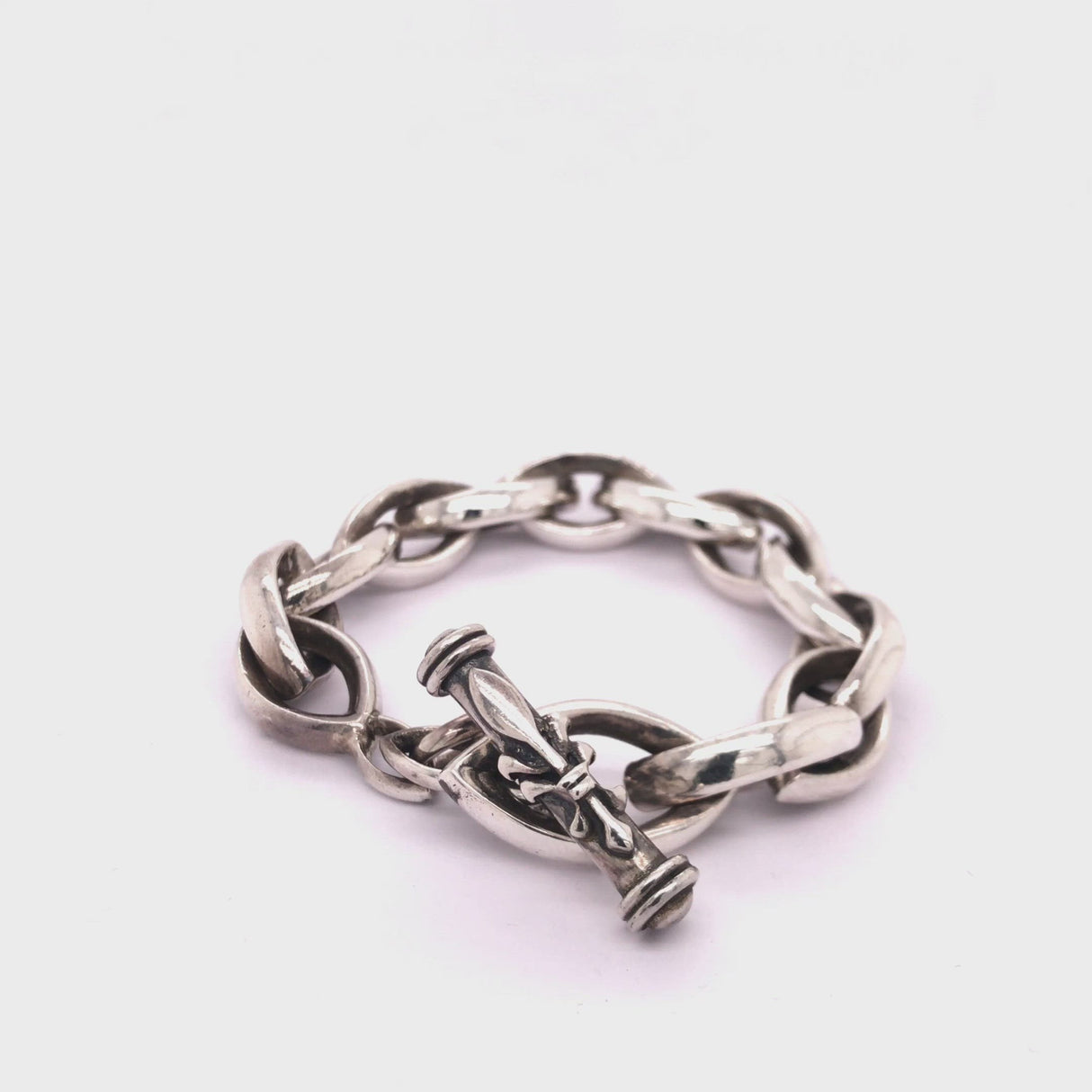 Silver Bracelet NAVETTE CHAIN L Plain with Lily Stick
