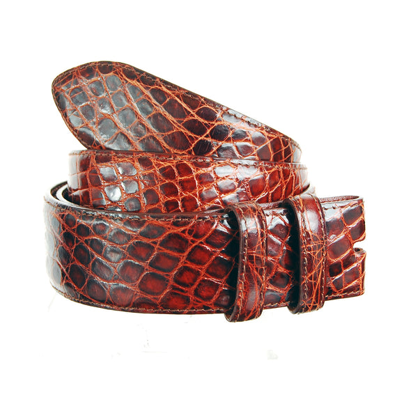 Belt Strap of Genuine Crocodile Leather with Buttons 35 mm