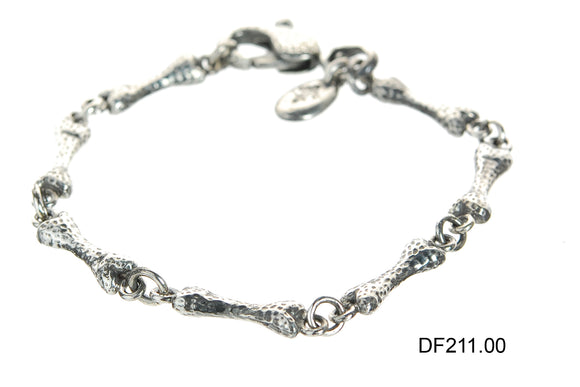 Silver Bracelet Hammered BONES
