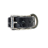 Silver Leather and Beads Bracelet with Silver Plates with LEOPARD HEADS