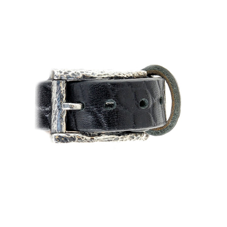 Silver Leather and Beads Bracelet with Silver Plates with LEOPARD HEADS