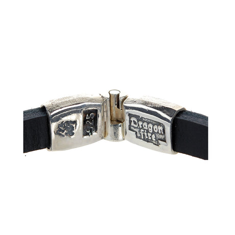 Silver Leather Bracelet  PLAIN Jointlock Faceted 10