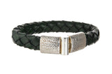 Silver Leather Bracelet PLAIN Hammered Jointlock 13