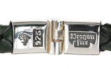 Silver Leather Bracelet PLAIN Hammered Jointlock 13