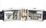 Silver Leather Bracelet DRAGON FIRE Jointlock Hammered 10