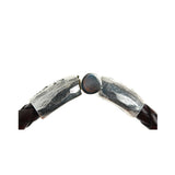 Silver Leather Bracelet CARPE DIEM Jointlock Faceted