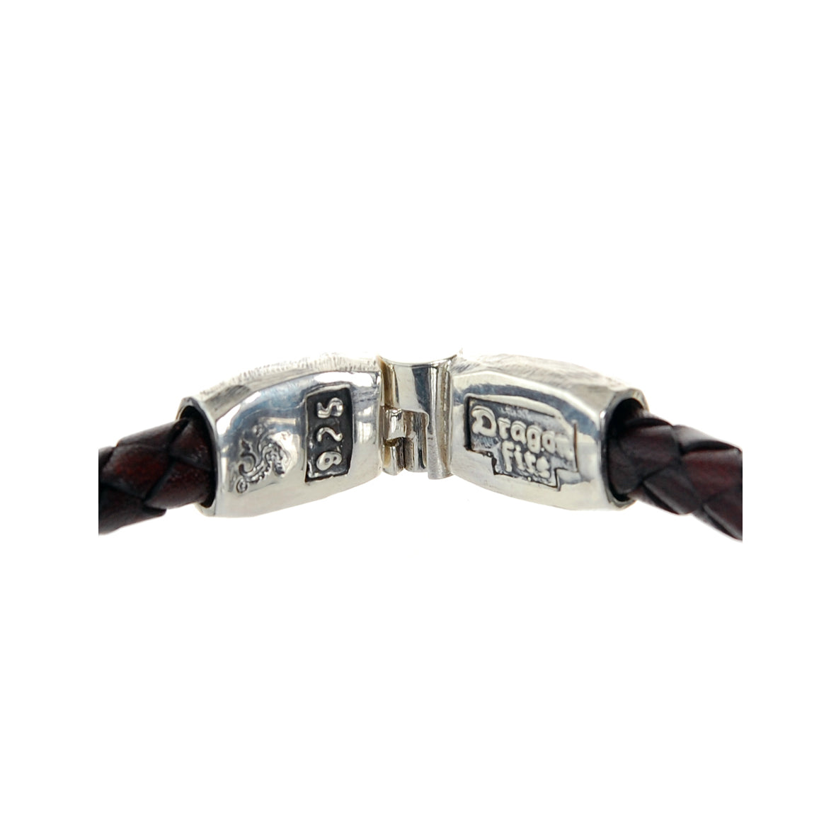 Silver Leather Bracelet CARPE DIEM Jointlock Faceted