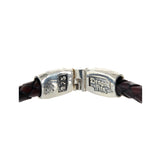 Silver Leather Bracelet CARPE DIEM Jointlock Faceted