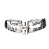 Silver Leather Bracelet LOVE ME or HATE ME  Faceted Jointlock 13