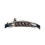 Silver Leather Bracelet plain facetted  boxlock 10
