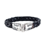 Silver Leather Bracelet LOVE ME or HATE ME  Faceted Jointlock 13