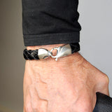 Silver Leather Bracelet Lobster Claw EDGE 13