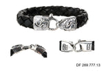 Silver Leather Bracelet Lobster Claw DRAGON FIRE 13